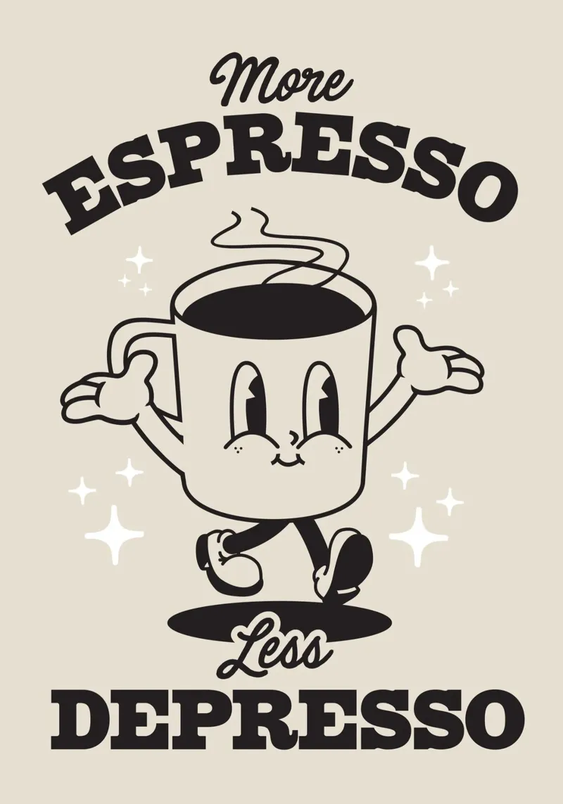 More Espresso Less Depresso carta hahnemühle da Lolly & Roobs