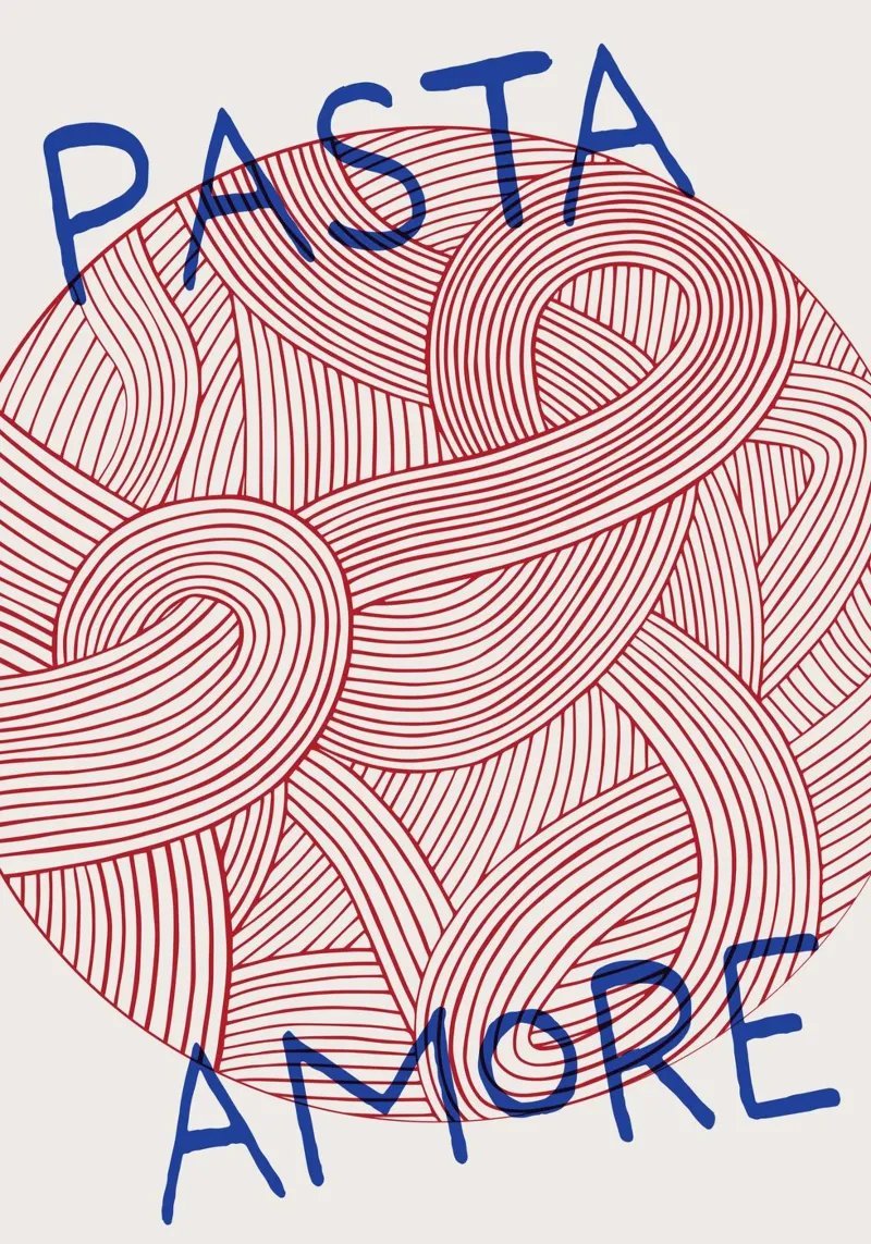 Pasta Amore poster con telaio in plastica da Lolly & Roobs