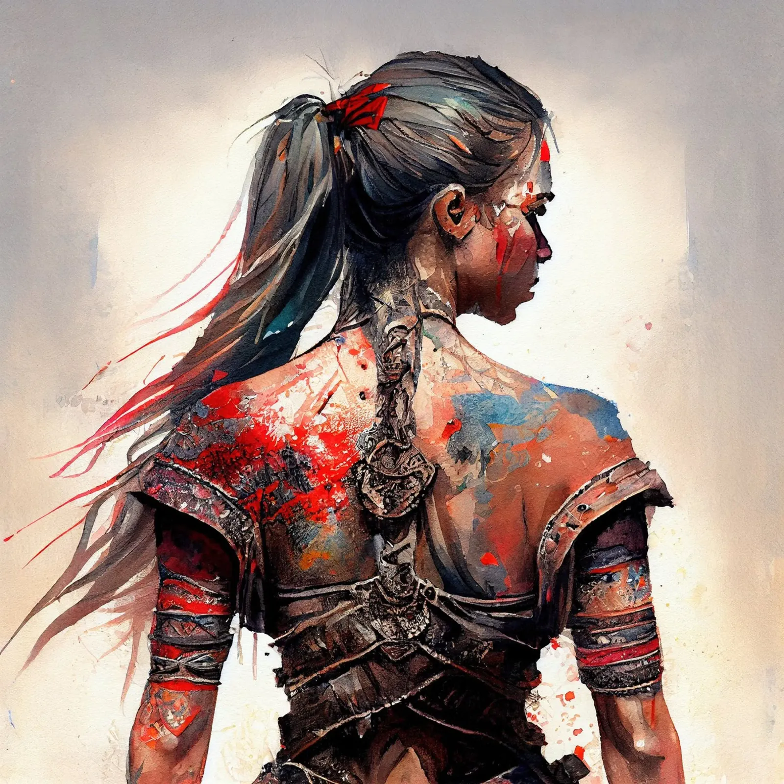 Poderosa Mujer de Espalda Guerrera metacrilato de Chromatic Fusion Studio