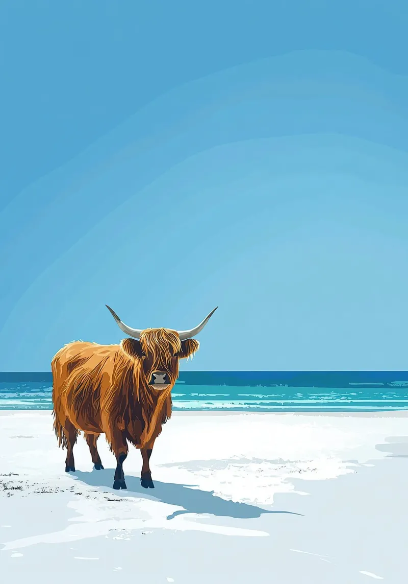 Mucca Highland am Meer pellicola backlit da Nikis Art Studio