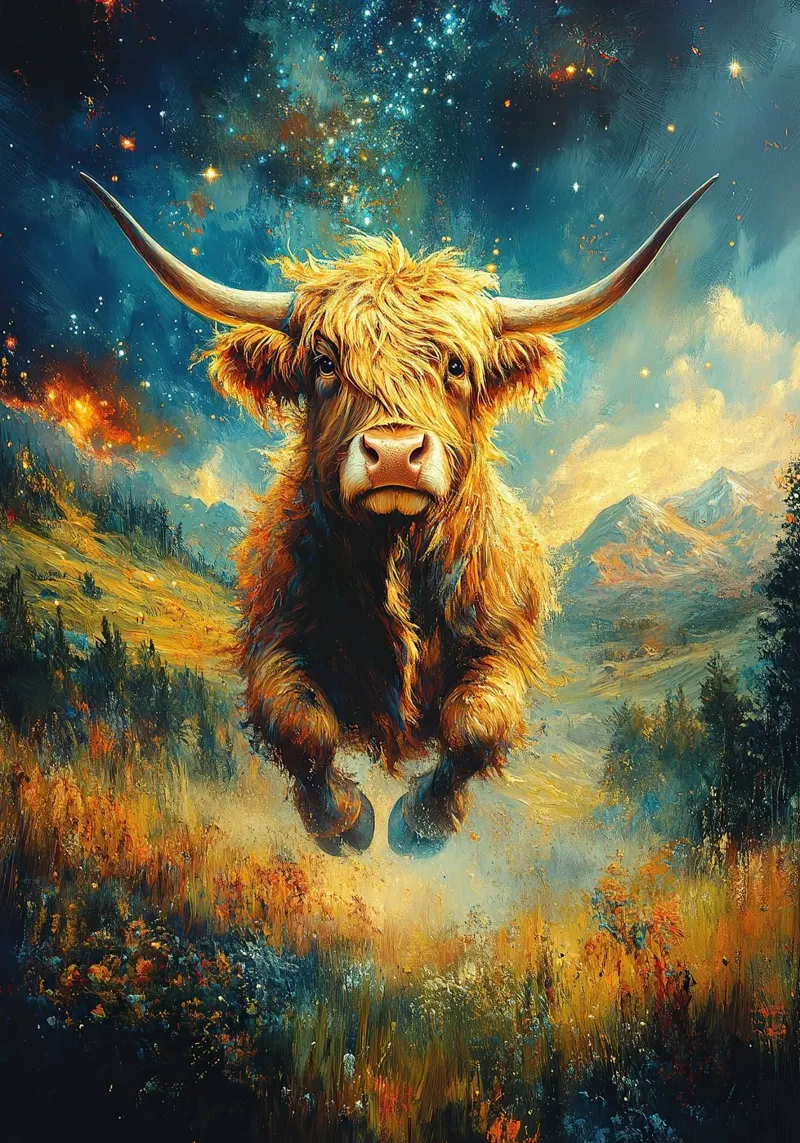 Mucca delle Highlands carta hahnemühle da Nikis Art Studio