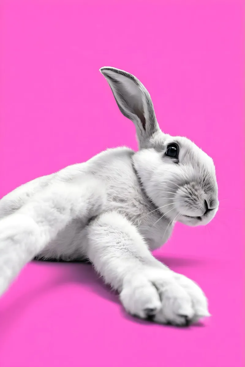 Coniglietto moderno pop art in scena rosa poster da Studio Mooodz