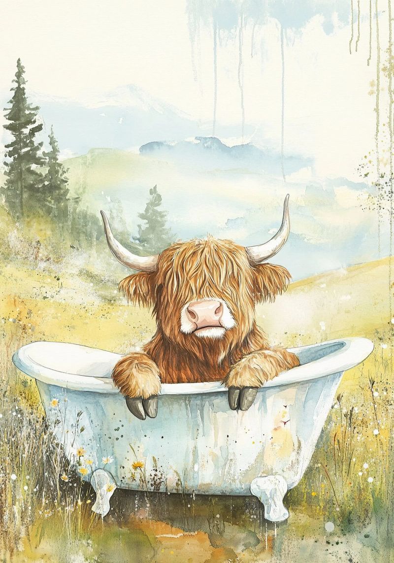 Vache des Highlands poster de Nikis Art Studio