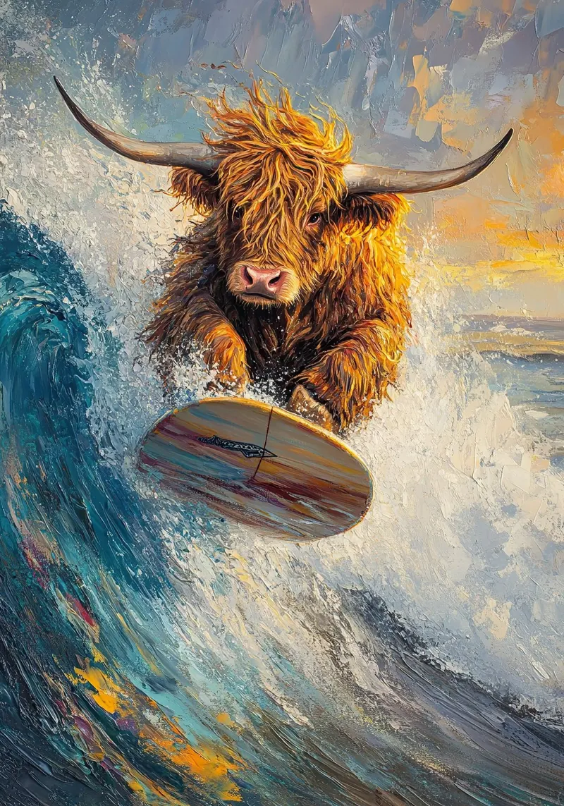 Mucca Highland surft pellicola backlit da Nikis Art Studio
