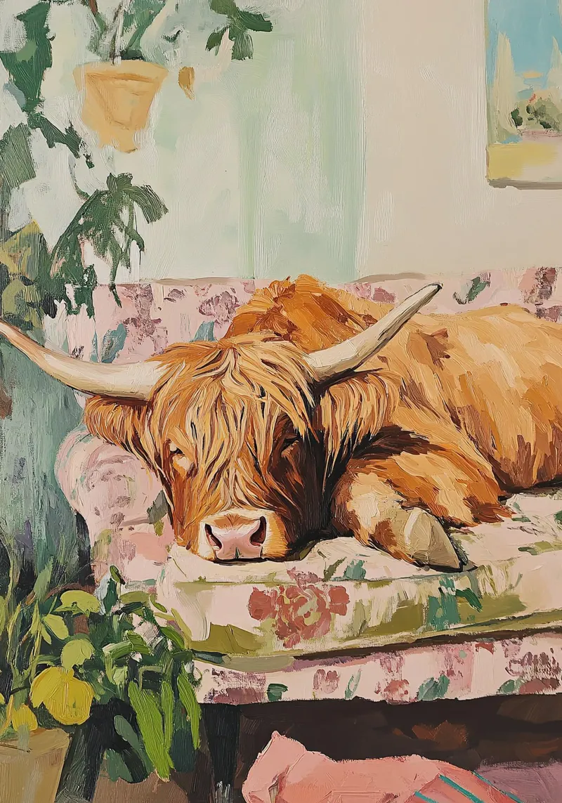 Mucca delle Highlands pellicola backlit da Nikis Art Studio