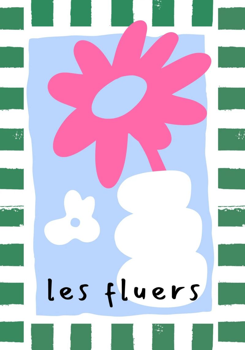 Les Fluers, l'art français, les couleurs de la dopamine poster de pdigitalprints