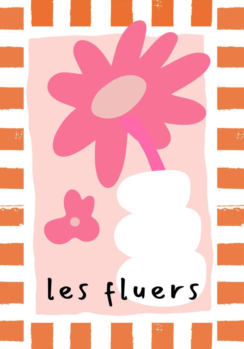 Les Fluers, dicton français, abstrait floral poster de pdigitalprints