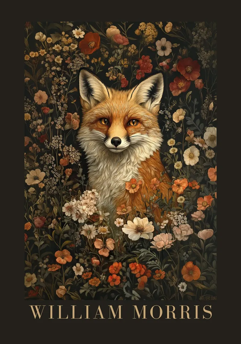 William Morris - Volpe in un labirinto floreale poster da Botanical Art Studio