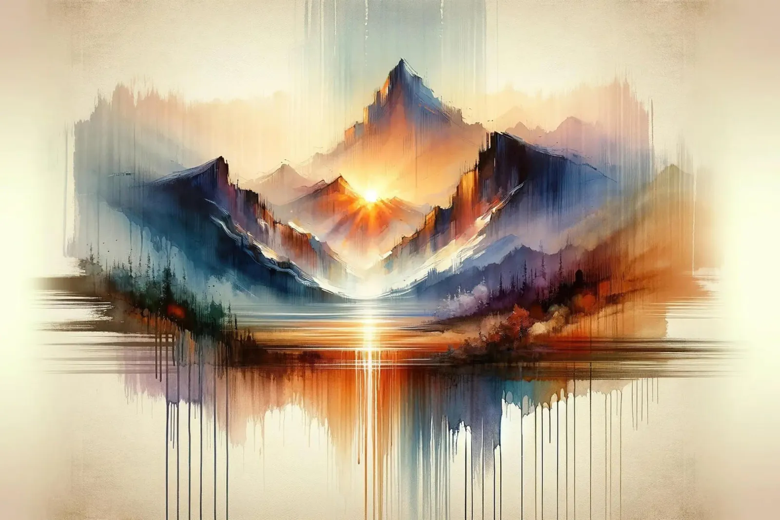 Acquerello Astratto Montagne Paesaggio poster da Chromatic Fusion Studio