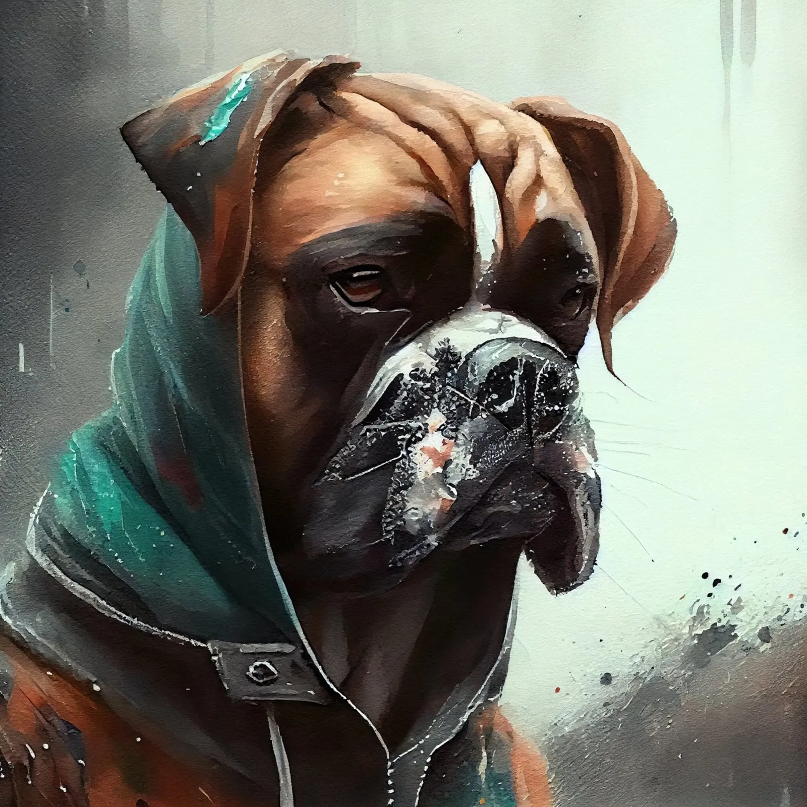 Cane Boxer ad acquerello carta hahnemühle da Chromatic Fusion Studio