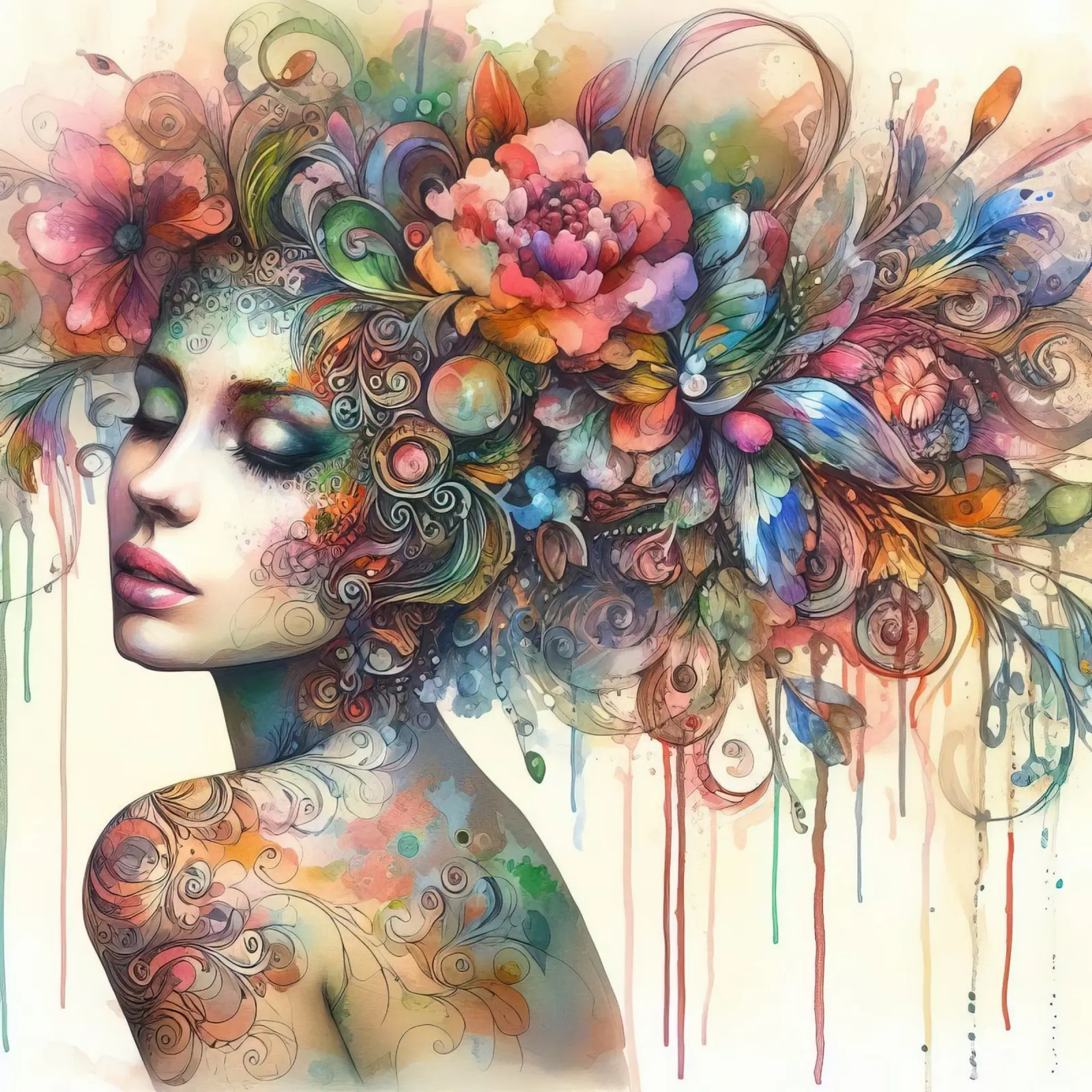 Acquerello floreale donna pellicola backlit da Chromatic Fusion Studio