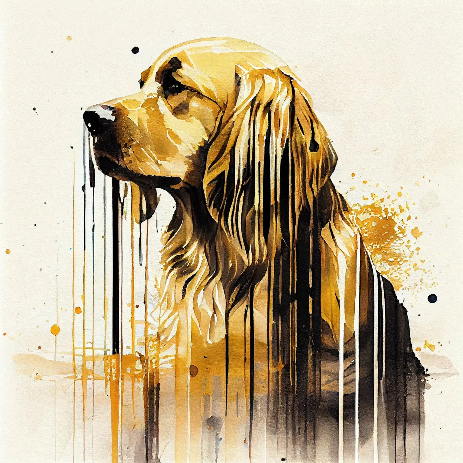 Cane Golden Retriever ad acquerello pellicola backlit da Chromatic Fusion Studio