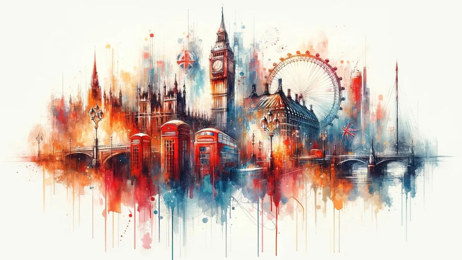 Watercolor London Skyline poster by Chromatic Fusion Studio