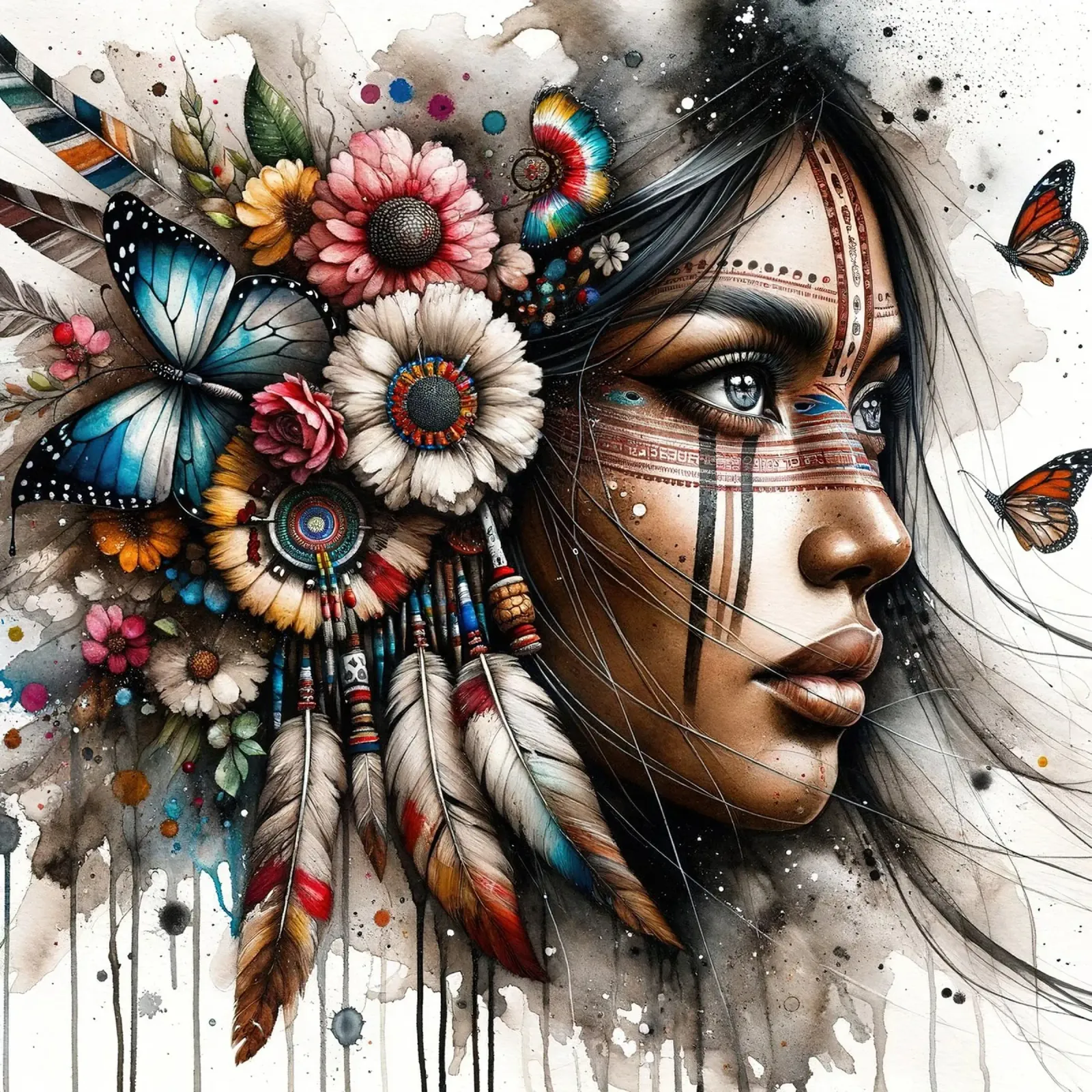 Acquerello Donna nativa americana poster da Chromatic Fusion Studio
