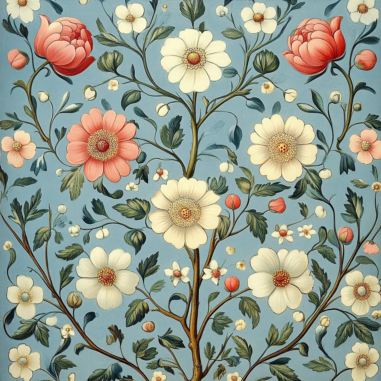 William Morris - Floral dreams of nature poster with aluminum frame by Botanical Art Studio