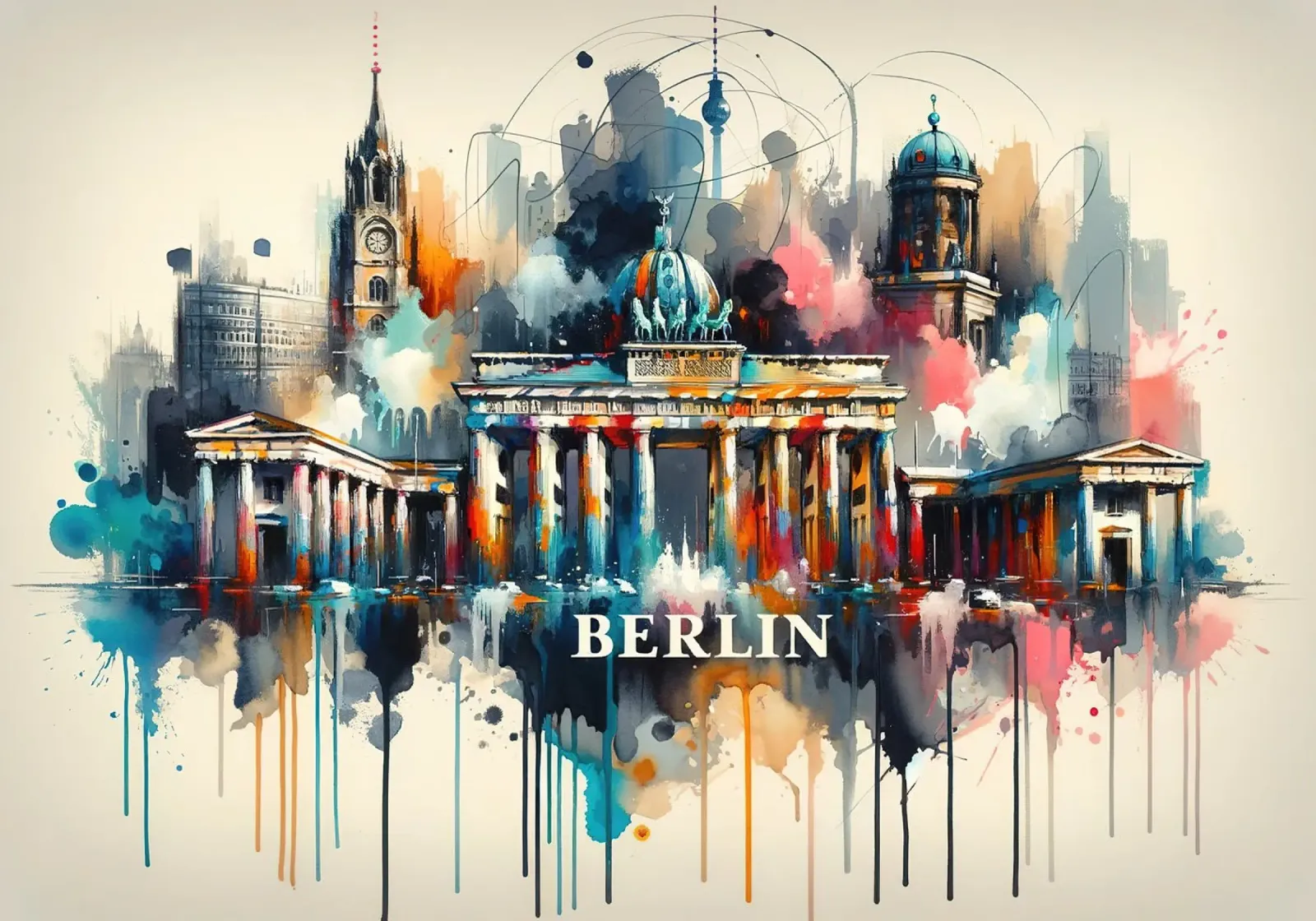 Acquerello Skyline Berlino pellicola backlit da Chromatic Fusion Studio