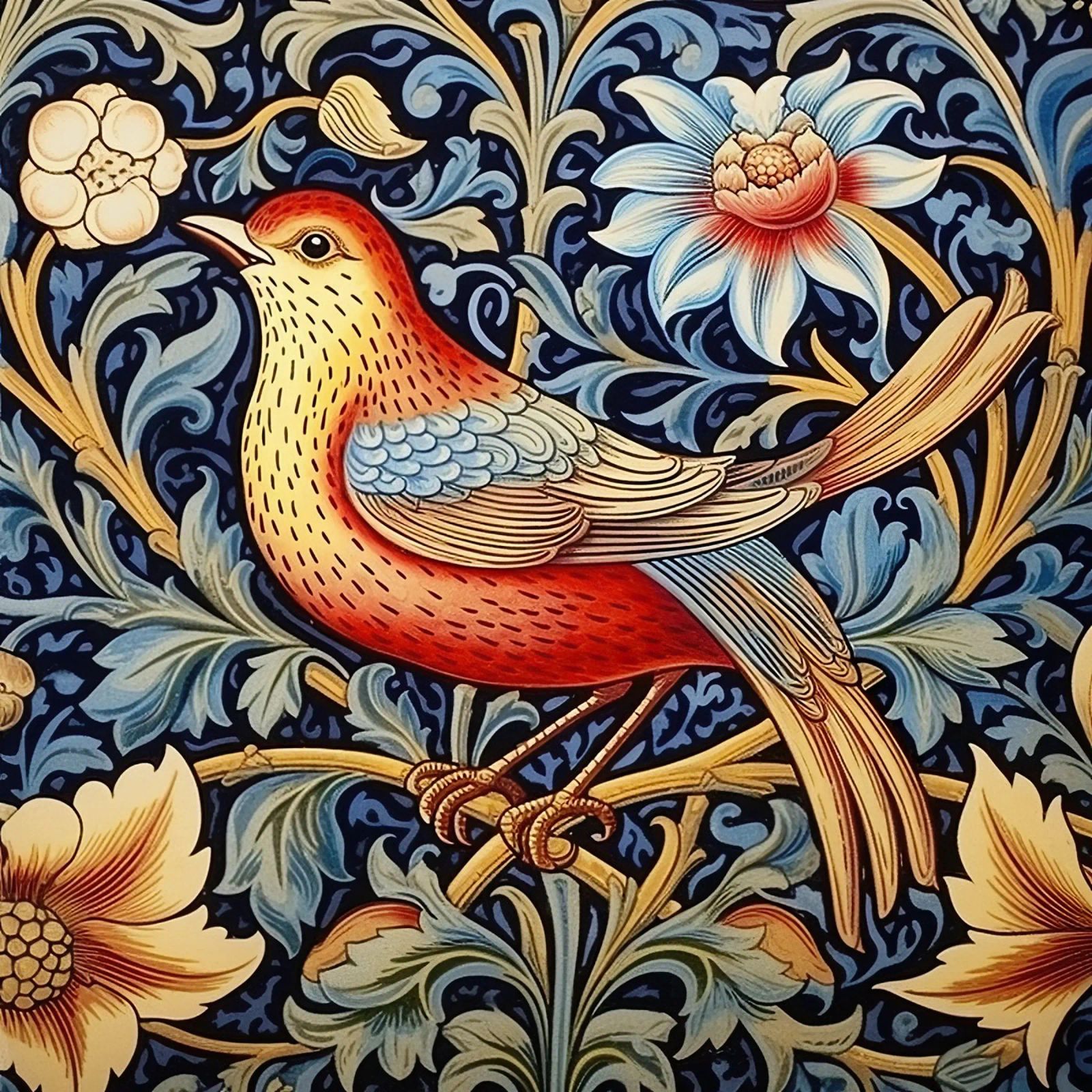 William Morris "Feathered Dreams" poster by Botanical Art Studio