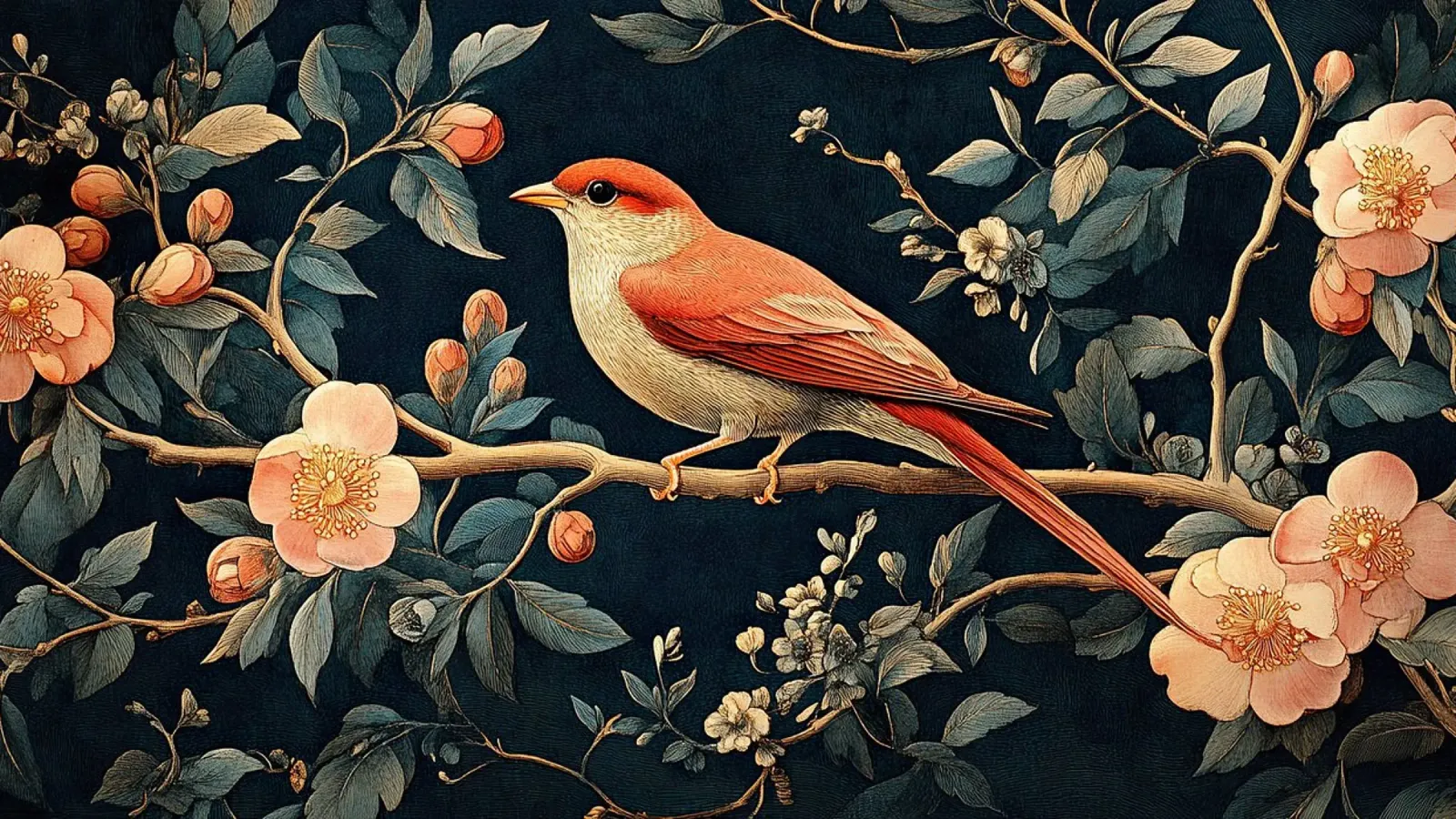 William Morris "Tra i viticci e le piume" pellicola backlit da Botanical Art Studio