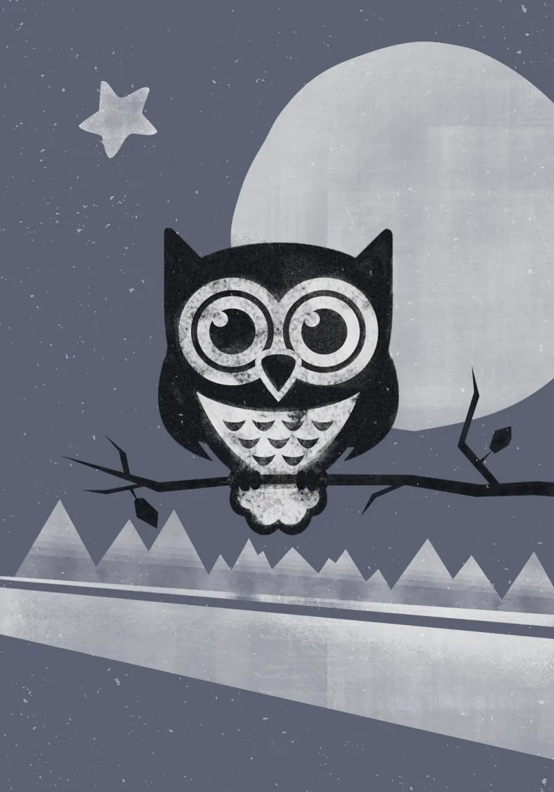 Winter Eule poster con telaio in legno da lazydaypaper