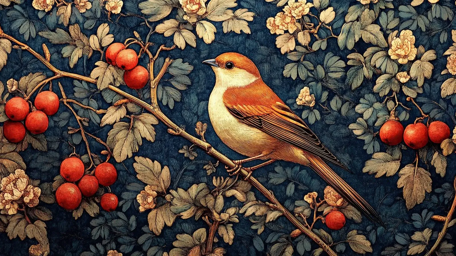 William Morris "Melodia della terra selvaggia pellicola backlit da Botanical Art Studio