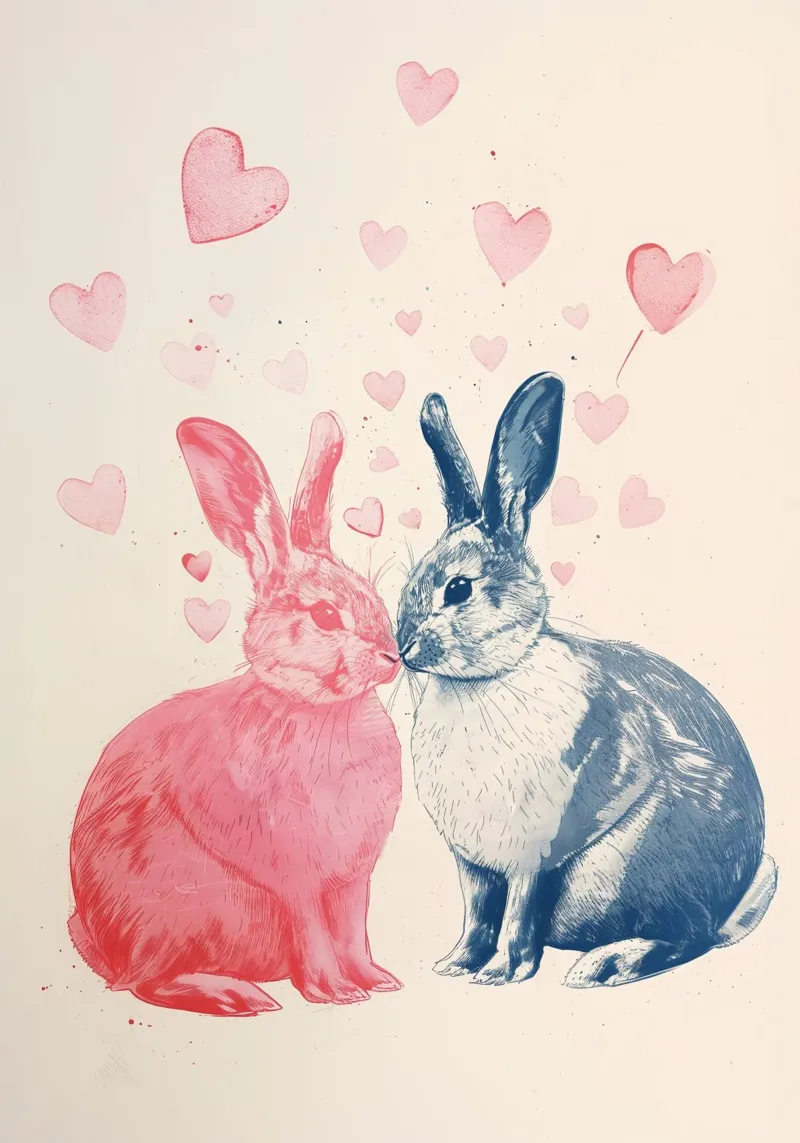 Hasen Liebe Print Hahnemühle von Cat Grafic Design