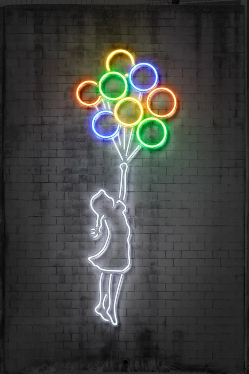 Flying Balloons poster con telaio in alluminio da Octavian