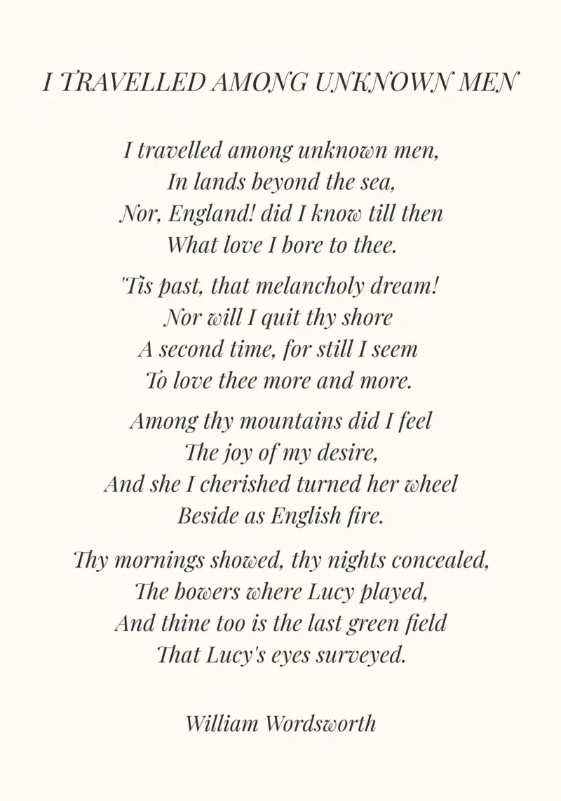 I travelled among unknown men poem (Vintage Edition) alu-dibond by Paigaam Studio