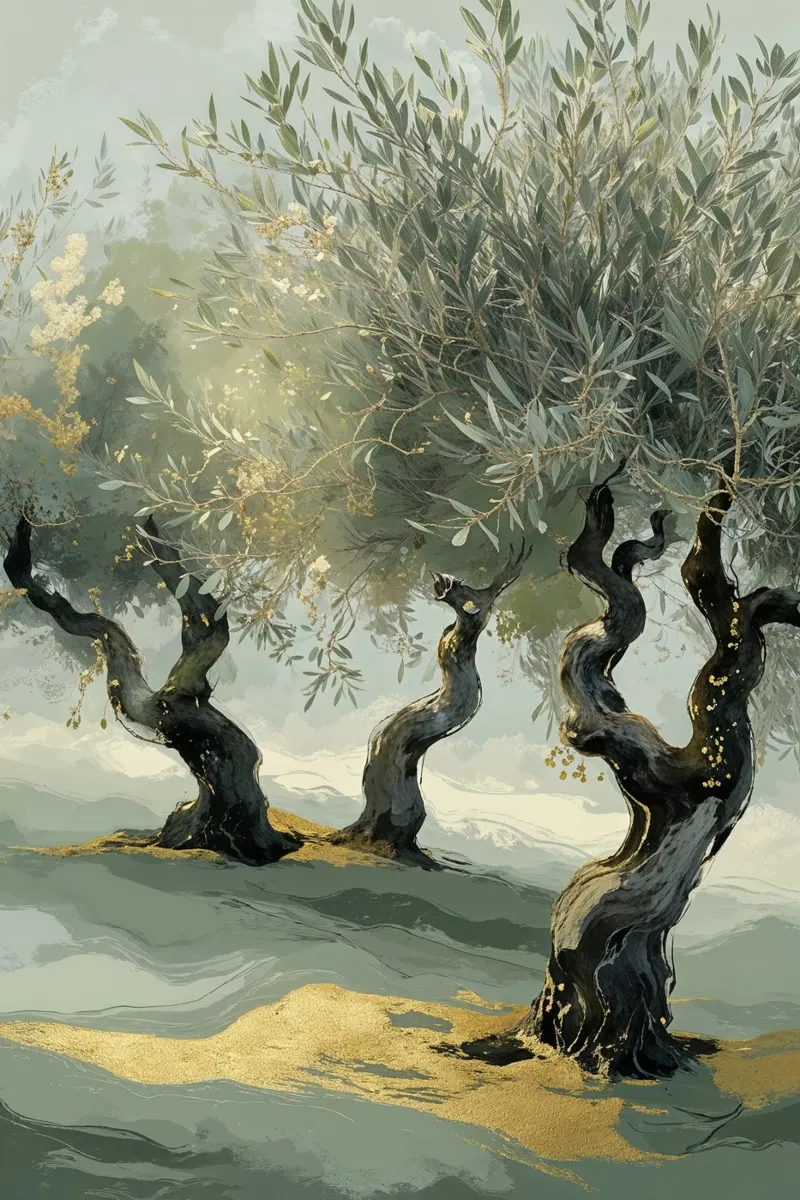 Majestic Olive Trees in a Serene Landscape plexiglass da AlbertKlee