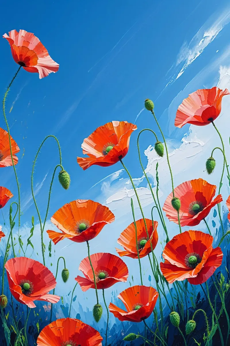 Dancing Poppies in the Breeze metacrilato de AlbertKlee