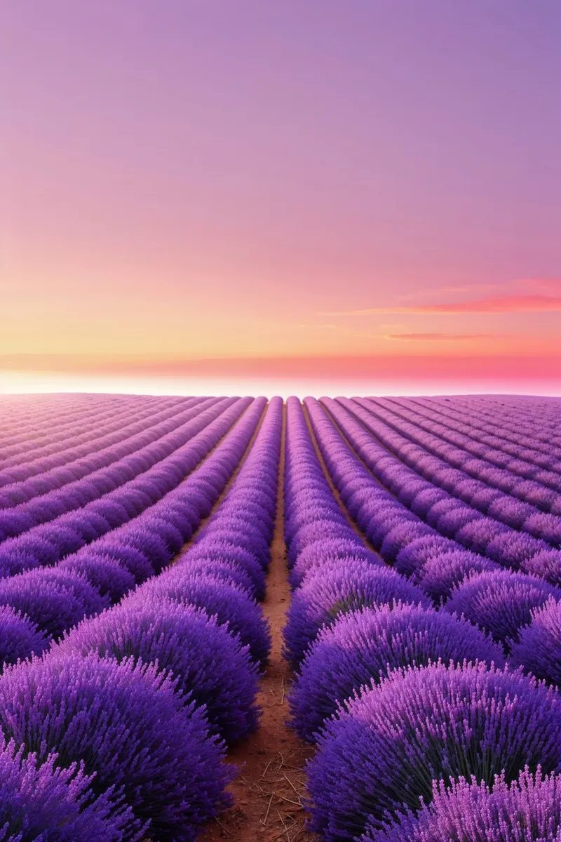 Lavender Horizons: Purple Fields in the Glow of Sunset carta hahnemühle da AlbertKlee