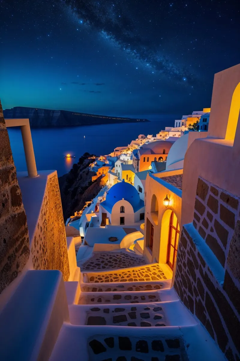 Romance in Santorini's Glow alluminio dibond da AlbertKlee