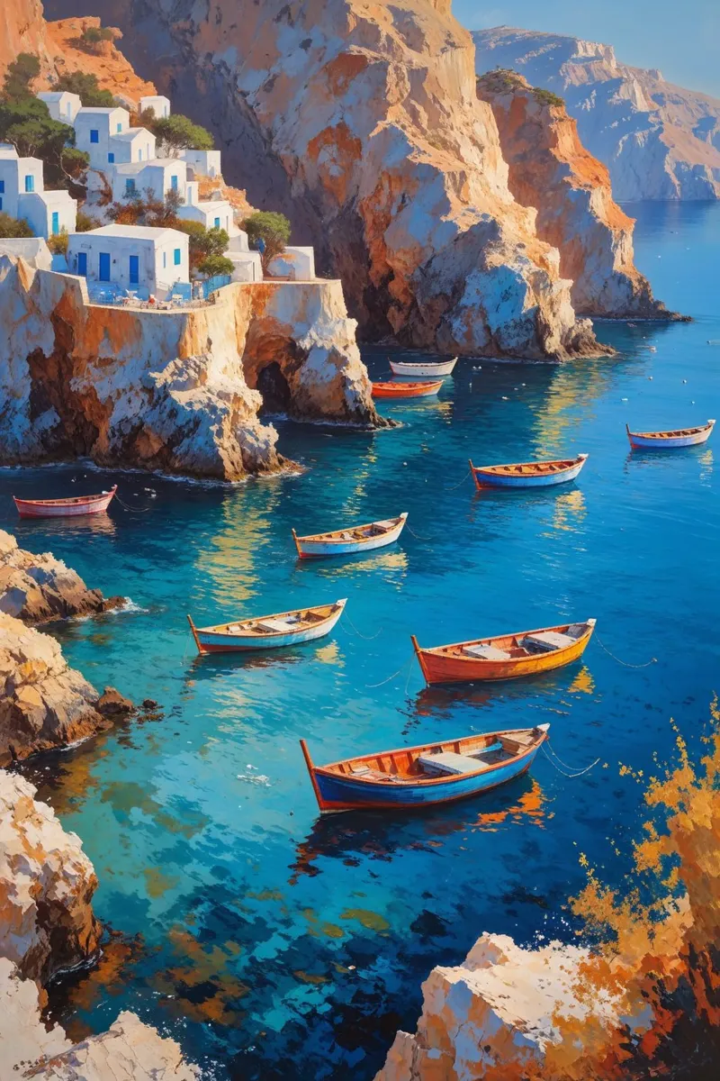 Golden Hours at Amoudi Bay poster da AlbertKlee