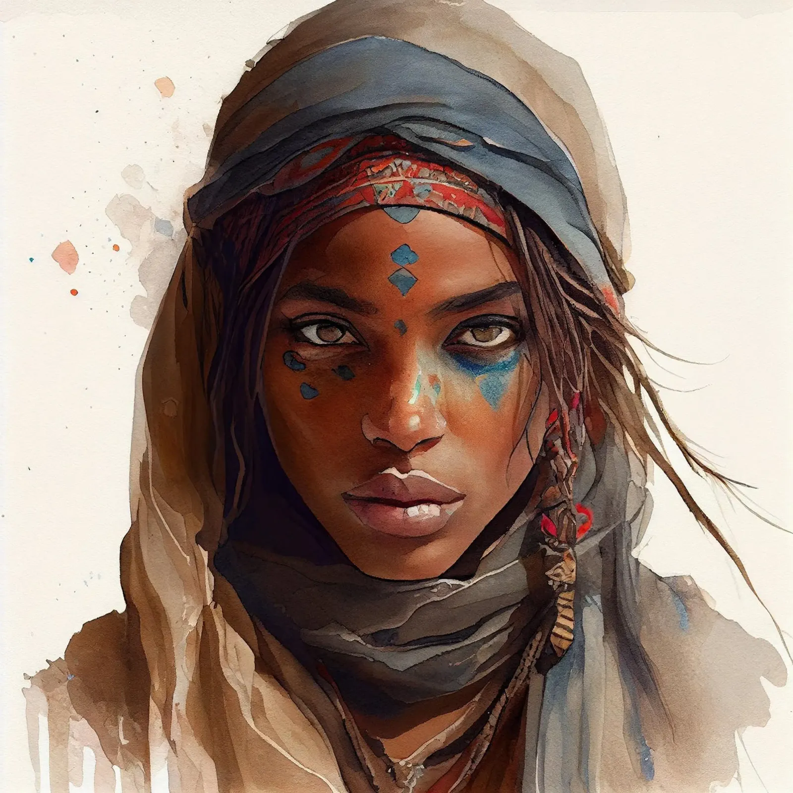 Acquerello Donna Tuareg carta hahnemühle da Chromatic Fusion Studio