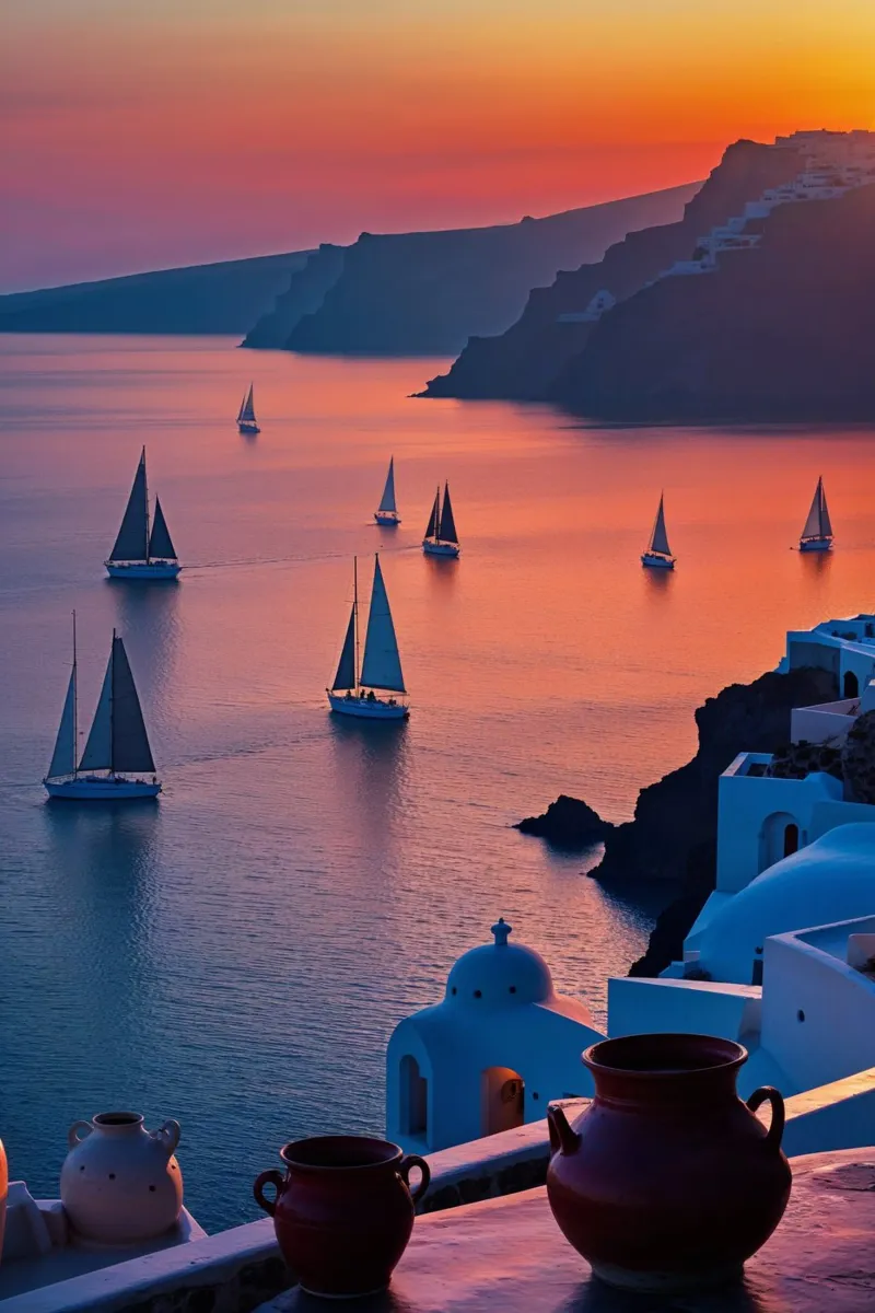 Dreamy Sunset Over Santorini’s Caldera alluminio dibond da AlbertKlee