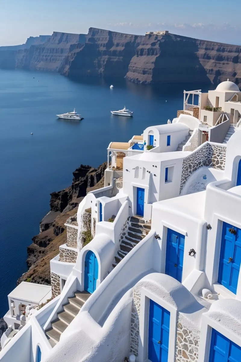 Santorini's Iconic White and Blue Aesthetic poster by AlbertKlee