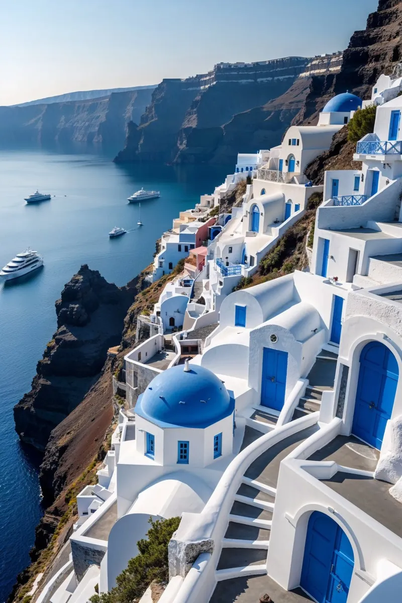 Santorini's Stunning Cliffside Getaway carta hahnemühle da AlbertKlee