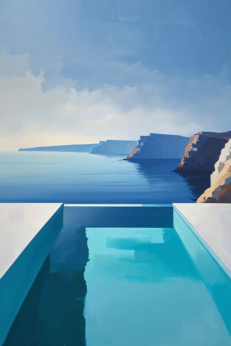 Minimalist infinity pool and serene cliffs carta hahnemühle da AlbertKlee