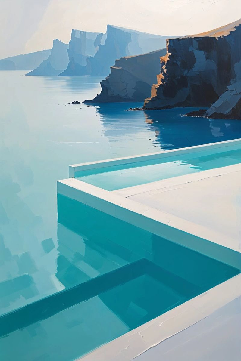 Coastal reflection in infinity pool carta hahnemühle da AlbertKlee