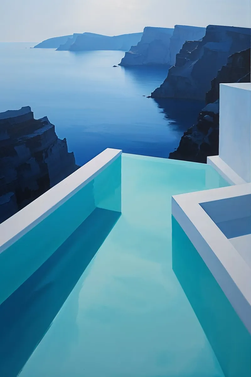 A Modern Pool and Cliffs at Sunset carta hahnemühle da AlbertKlee