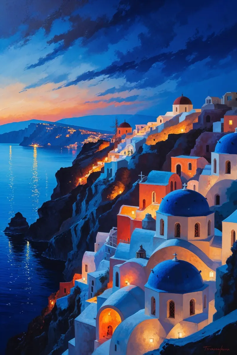 Santorini's Radiant Twilight plexiglass da AlbertKlee
