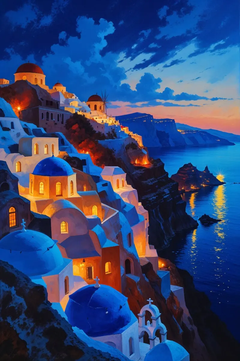 Santorini's Evening Splendor pannello forex da AlbertKlee