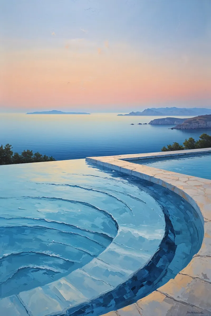 Infinity Pool at Sunset with Stunning Horizon carta hahnemühle da AlbertKlee