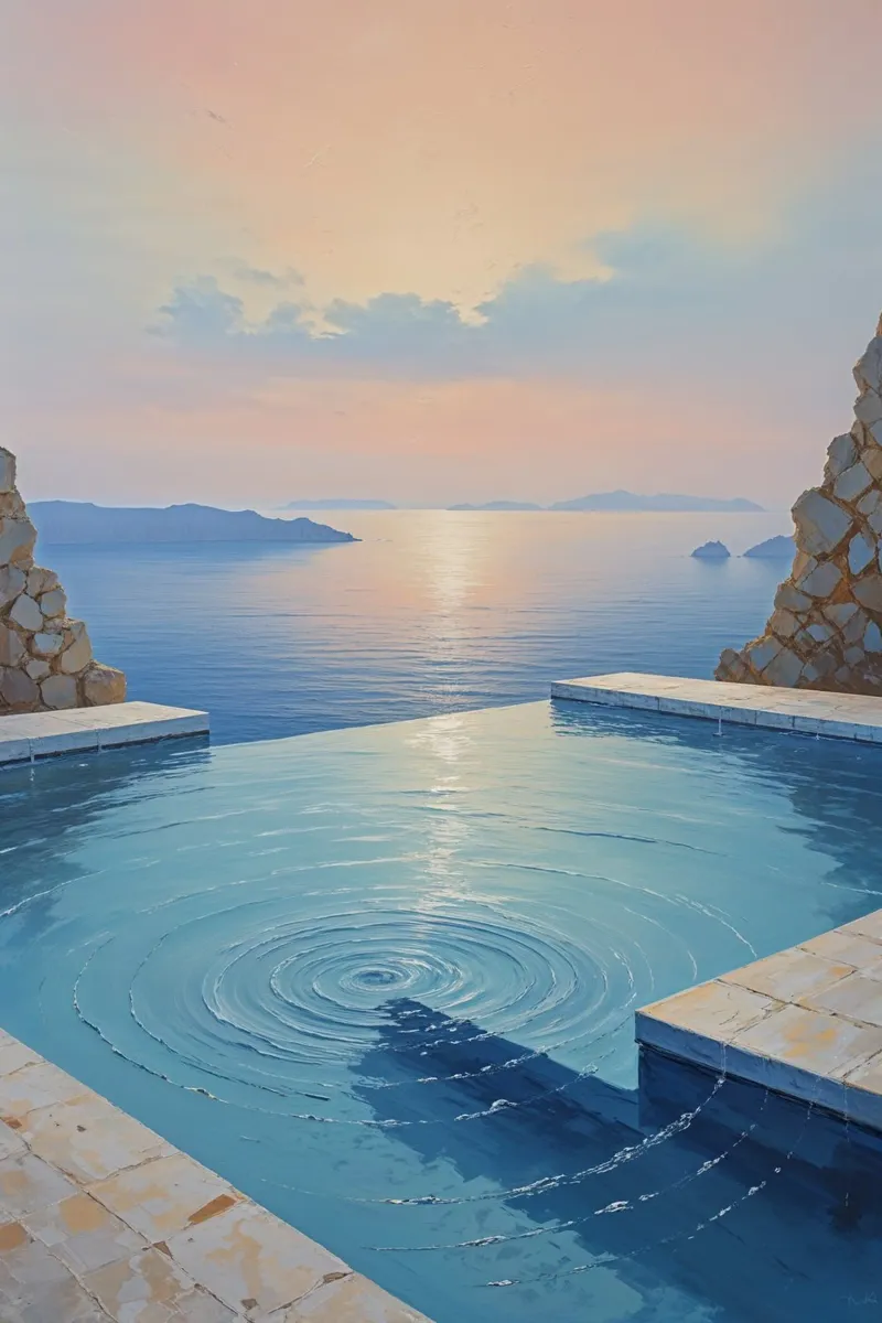 Infinity Pool with Sunset Reflection carta hahnemühle da AlbertKlee
