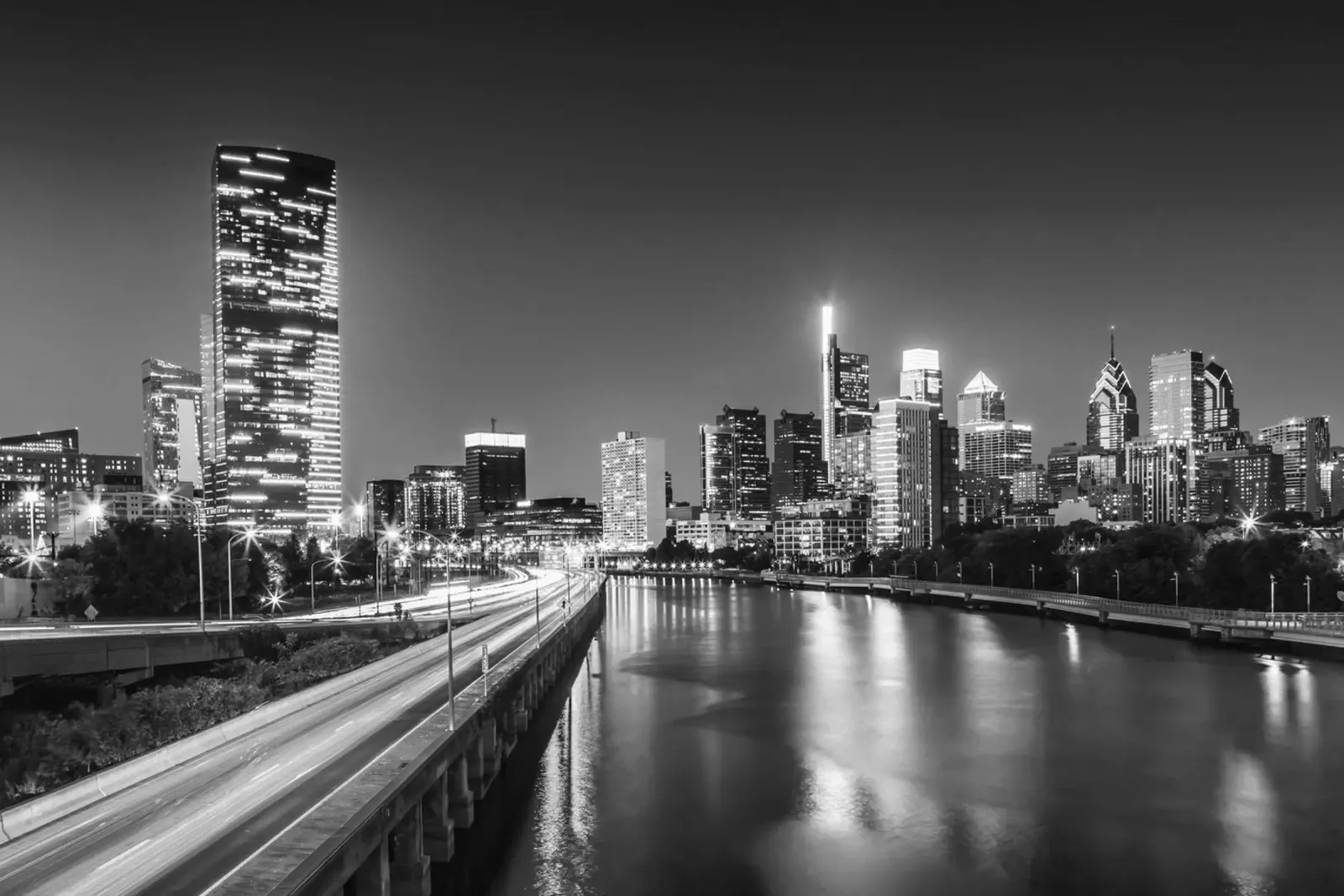 Dynamic Philadelphia | Monochrome canvas with Floater frame by Melanie Viola