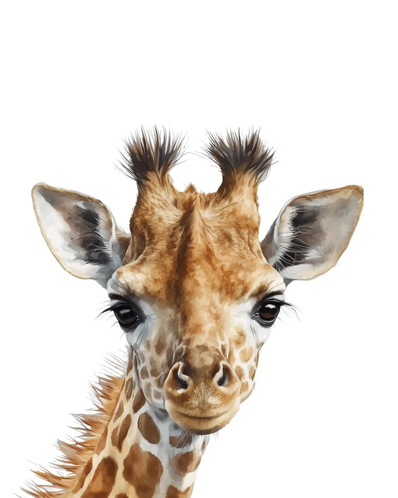 Niedliche Aquarell Giraffe Illustration, Kinderzimmer Dekoration Poster von Little Lila