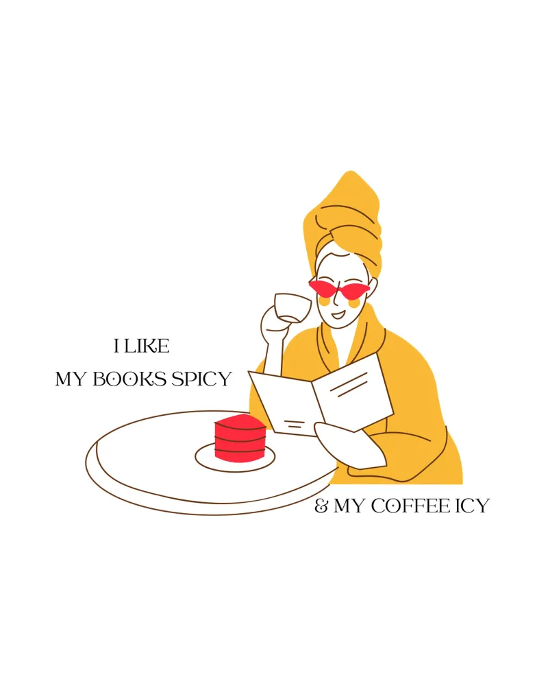 Donna con libro che ama leggere e bere caffè a colori tela con Cornice a cassetta da ArtDesign by KBK