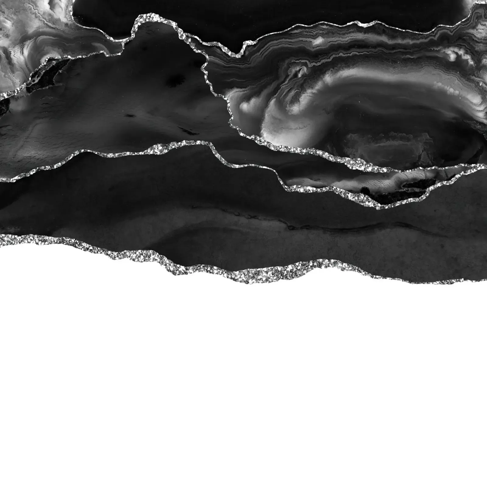 Zwart & Zilver Agaat Textuur 05 aluminium-dibond van Gemstone Textures