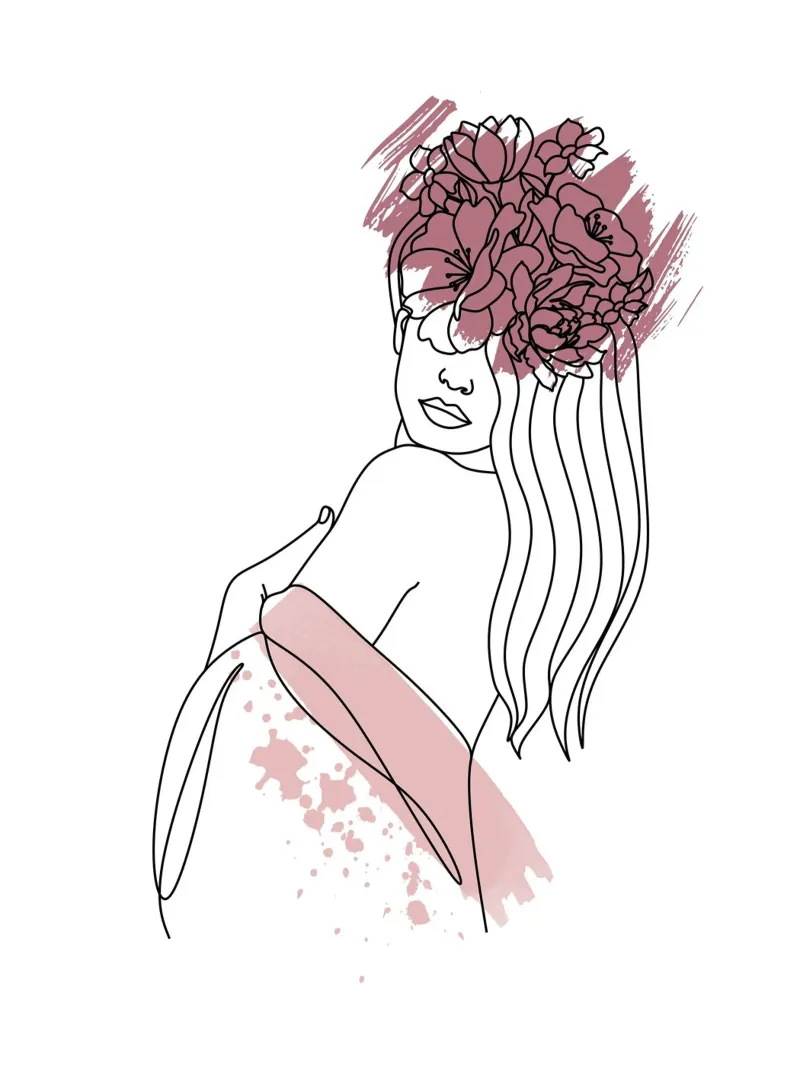 Line Art Donna poster con telaio in alluminio da ArtDesign by KBK
