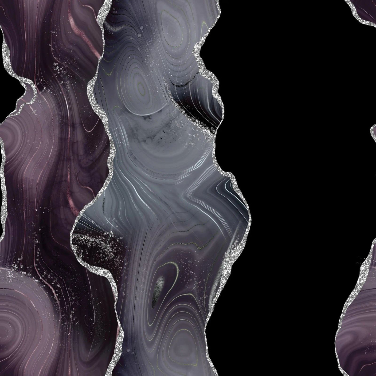 Texture Agata Glitterata Nera e Argento 02 poster con telaio in alluminio da Gemstone Textures