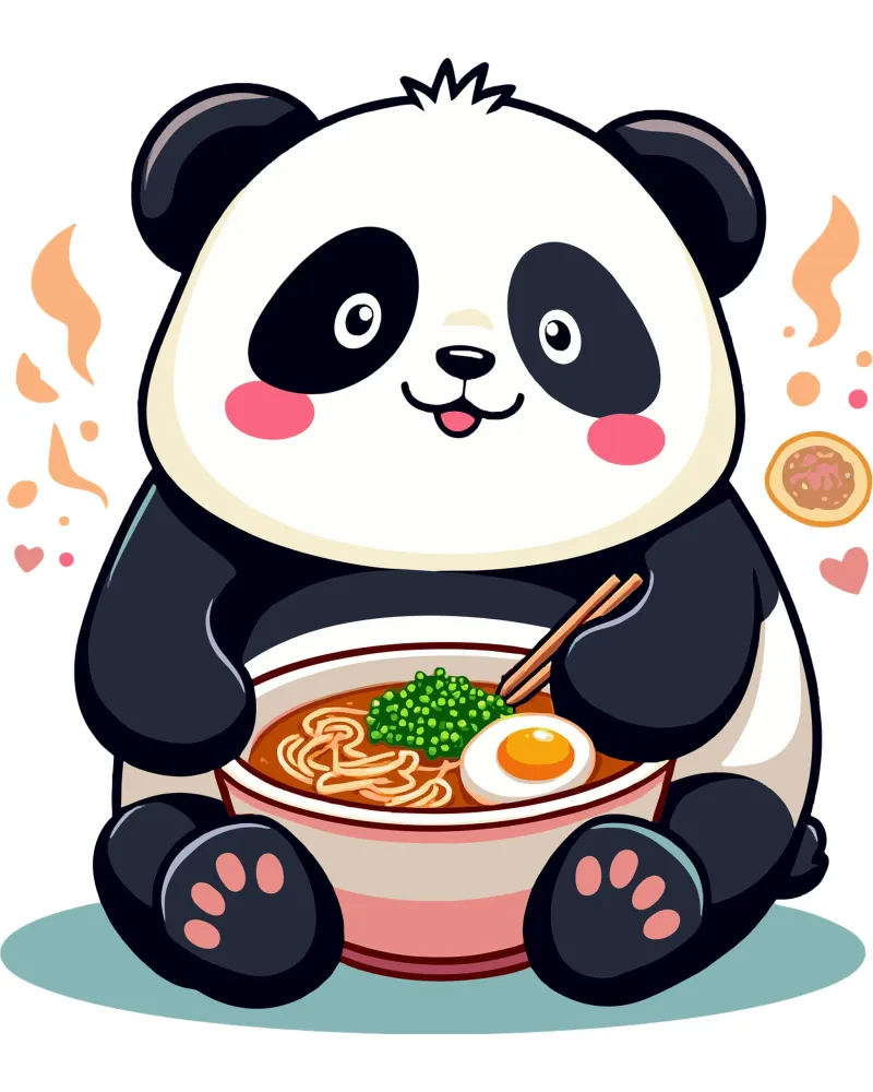 Panda eet Ramen canvas van artdesign1985